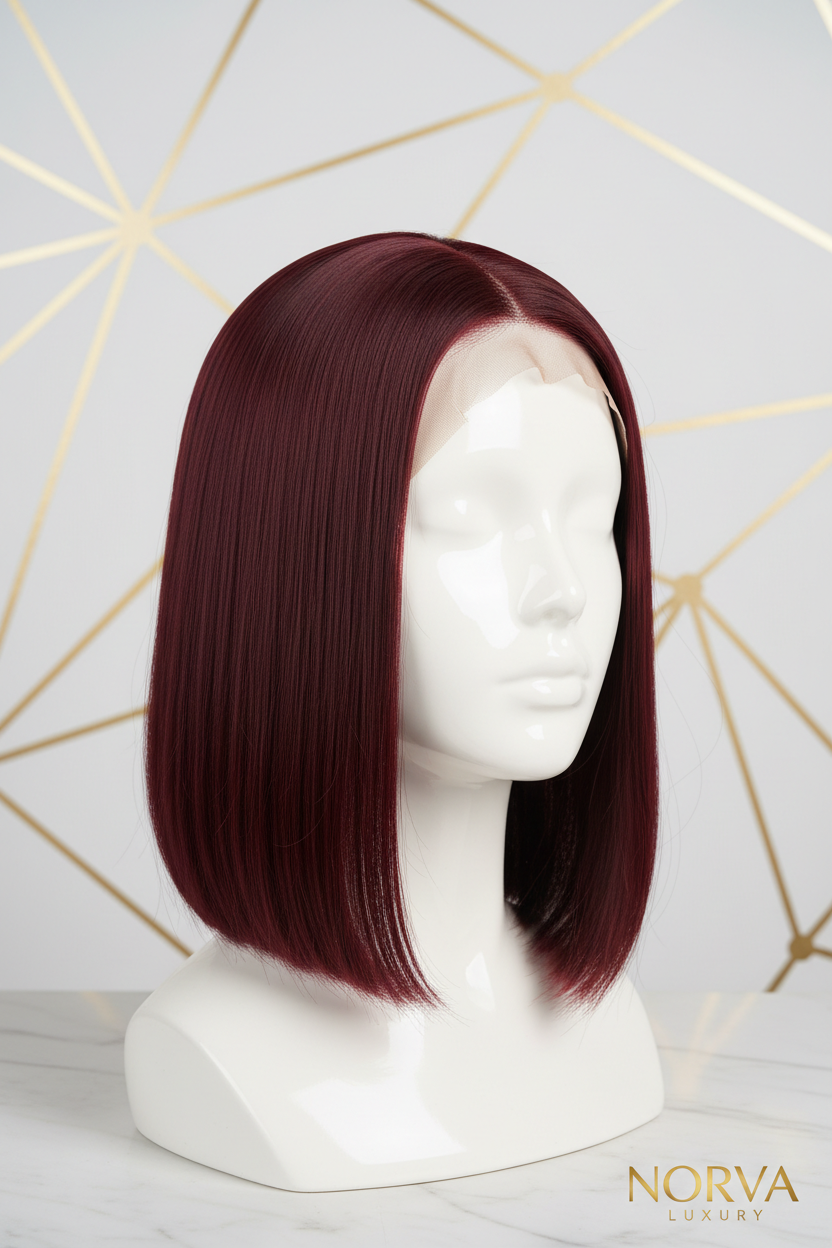 HD Straight Bob 25.4cm Burgundy - Three Quarter