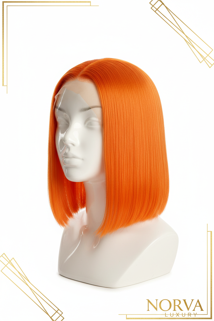 HD Straight Bob 25.4cm Orange - Three Quarter